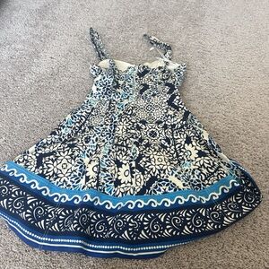 Avec Les Filles Navy and Cream Floral Dress